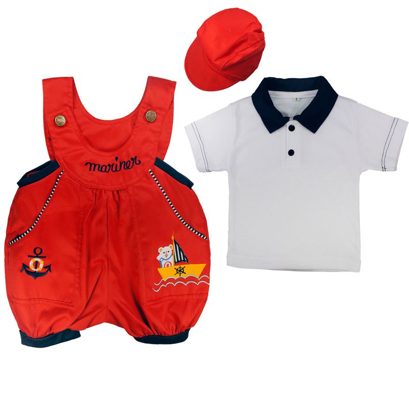 BABY KDS - Conjunto marinero 3 piezas para bebe glotoncitos - rojo