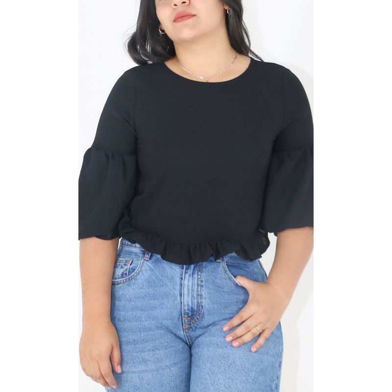 L Y H - Blusa Para Mujer Manga 34 Negro Marca L&H Ref 1F412677
