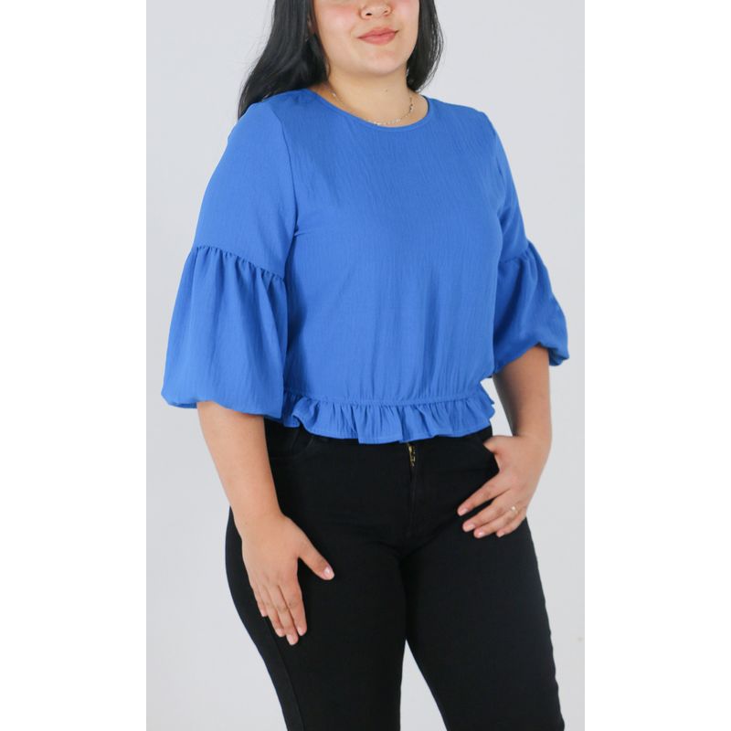 L Y H - Blusa Para Mujer Manga 34 Azul Marca L&H Ref 1F412677