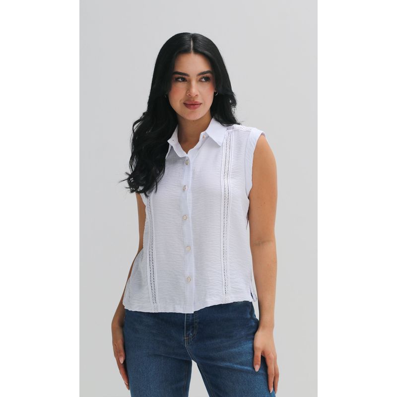 L Y H - Blusa Para Mujer Sin Manga Blanco Marca L&H Ref 1F412679