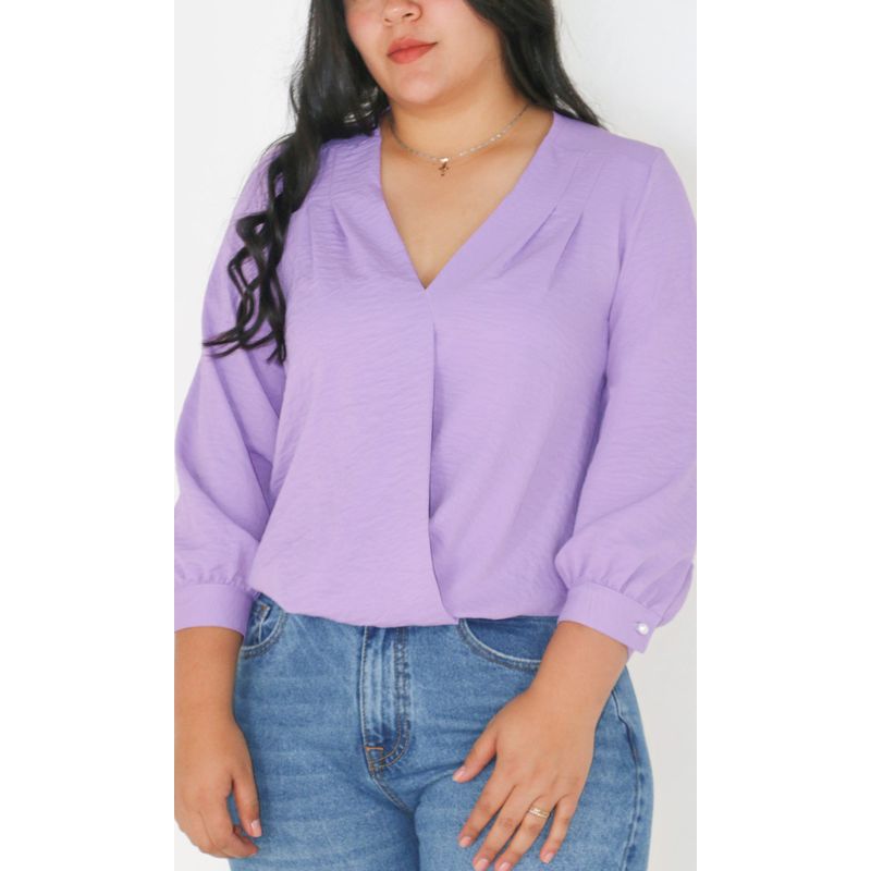L Y H - Blusa Para Mujer Manga 34 Lila Marca L&H Ref 2J412266