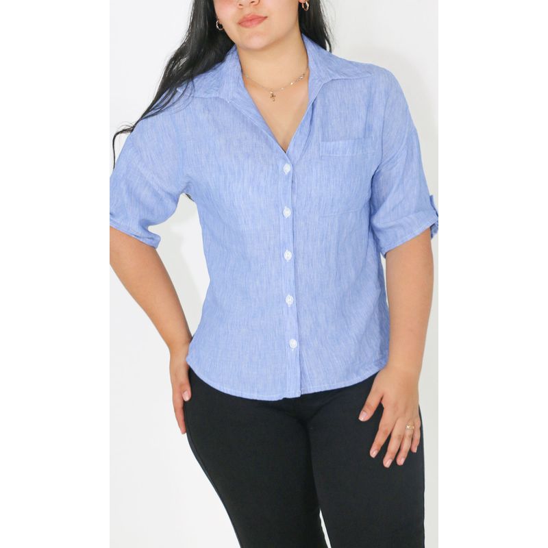 L Y H - Blusa Para Mujer Manga Corta Azul Marca L&H Ref 2J412265