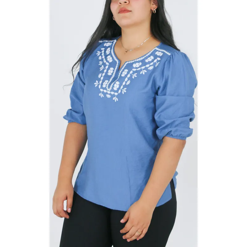 L Y H - Blusa Para Mujer Manga 34 Azul Marca L&H Ref 1F412694