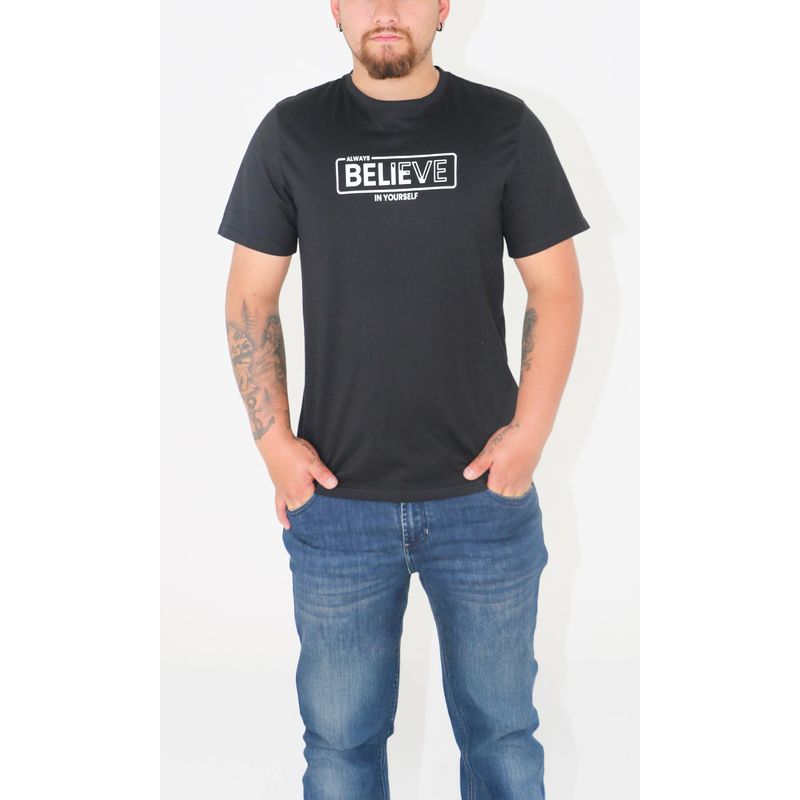 L Y H - T-Shirt Para Hombre Manga Corta Negro Marca L&H Ref 4K109096