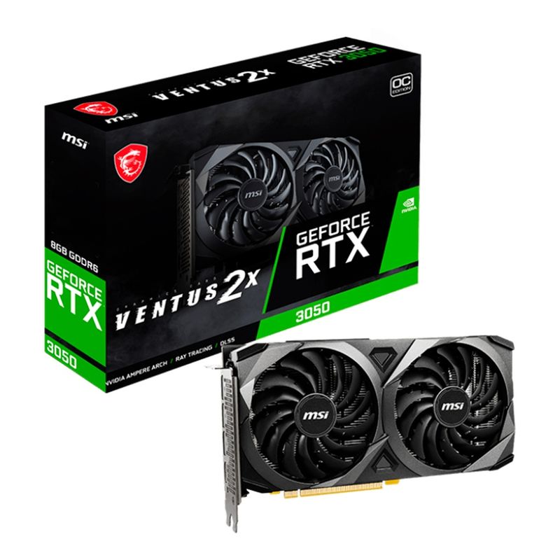 MSI - Tarjeta Gráfica MSI RTX 3050 VENTUS 2X 6G OC HDMI 21 70 W