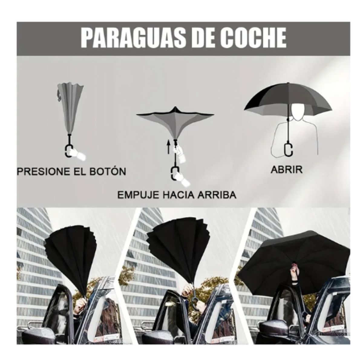 AFM - Sombrilla Reversible Invertida Paraguas Manos Libres