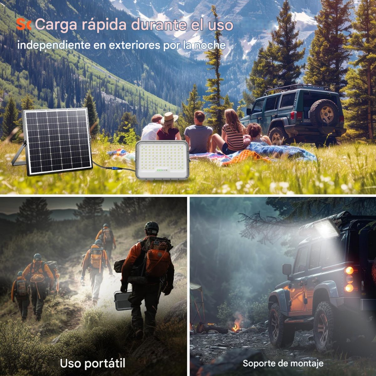 TECNOHOGAR JS - Reflector Solar Led Lampara 5000w Jortan Con Control Y Panel