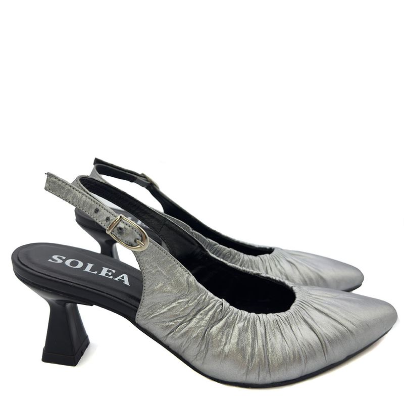 GENERICO - Tacones  para mujer elegantes  en cuero color plateado
