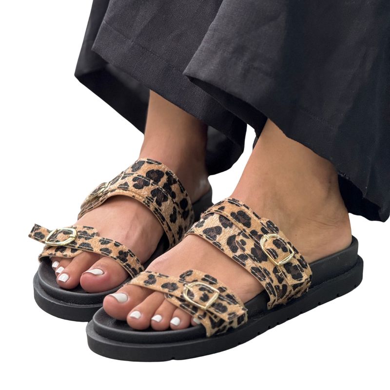 GENERICO - Sandalias Animal Print con hebilla para mujer