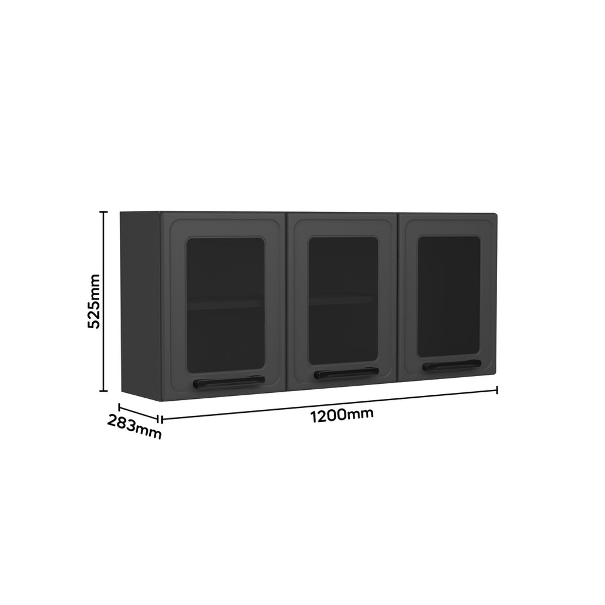 BERTOLINI - Gabinete superior de cocina 120cm en Acero 3 puertas Con Vidrio Gris