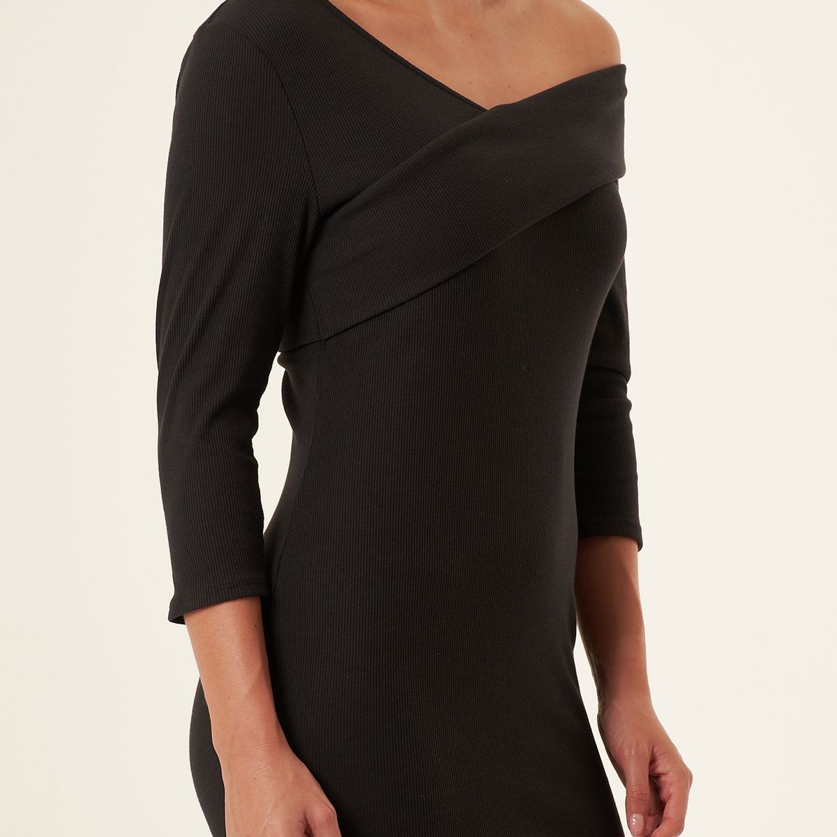 BELIFE - Vestido negro manga 34 para mujer