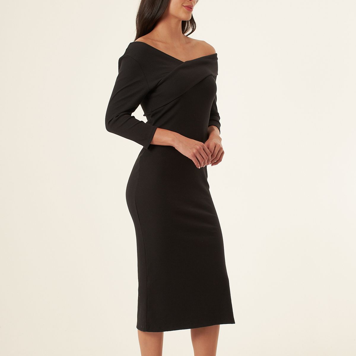 BELIFE - Vestido negro manga 34 para mujer