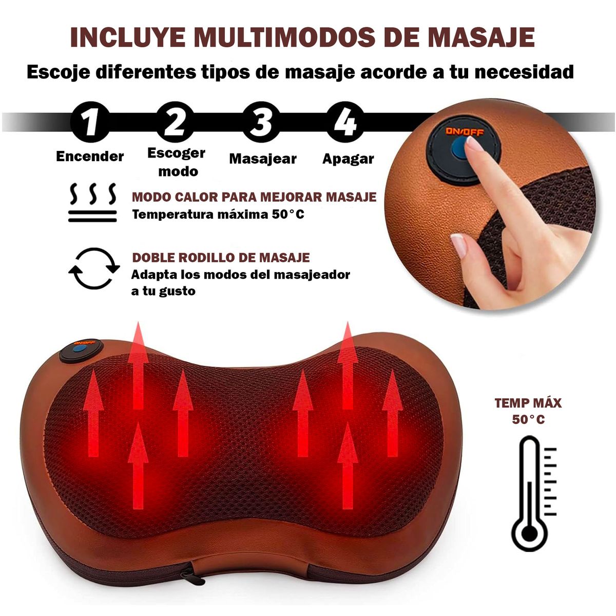 ONE PIXEL - Masajeador De Cuello Alivio Profundo Profesional Cojín Multifuncional