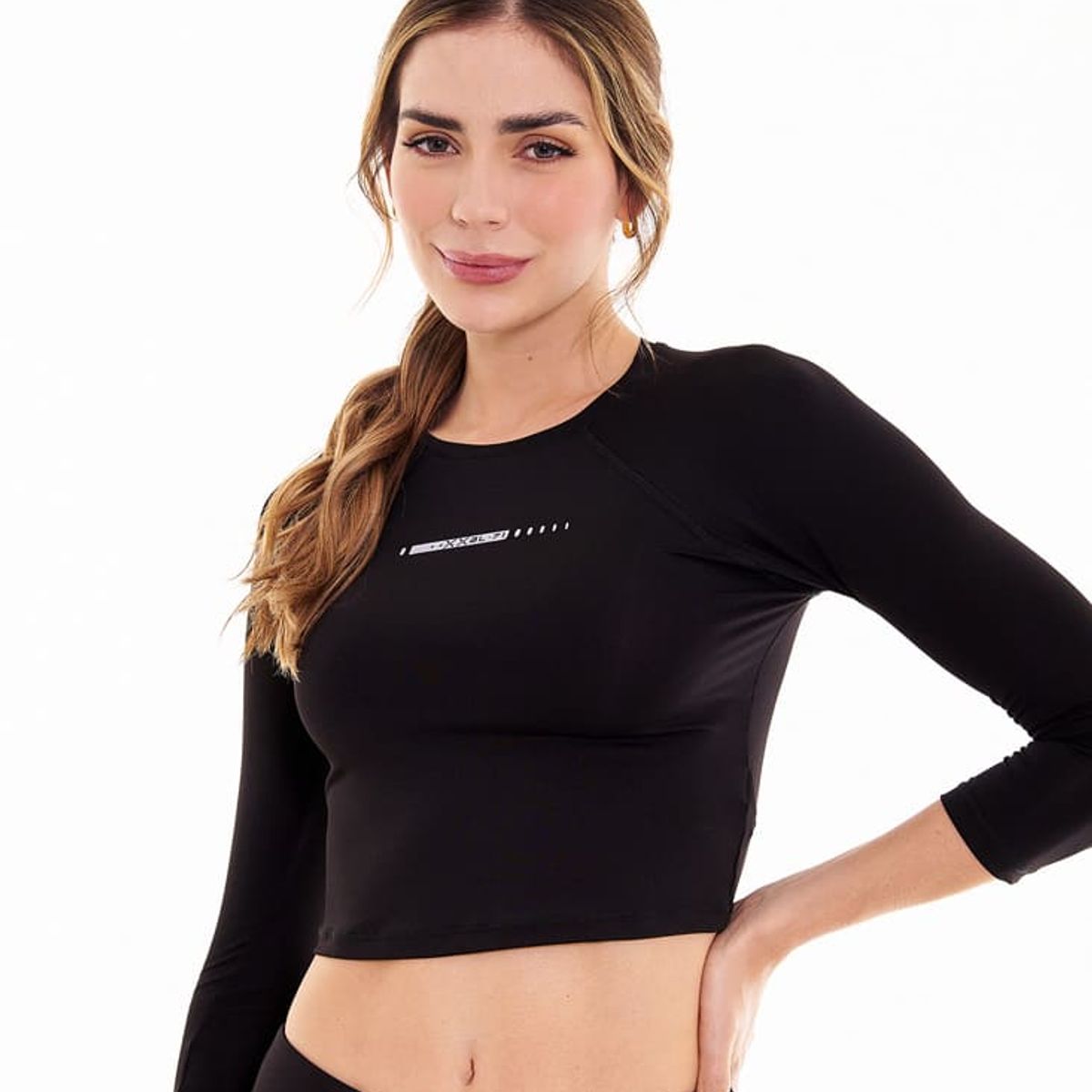 BELIFE - Camiseta Deporta Negra Manga Larga Para Mujer Belife