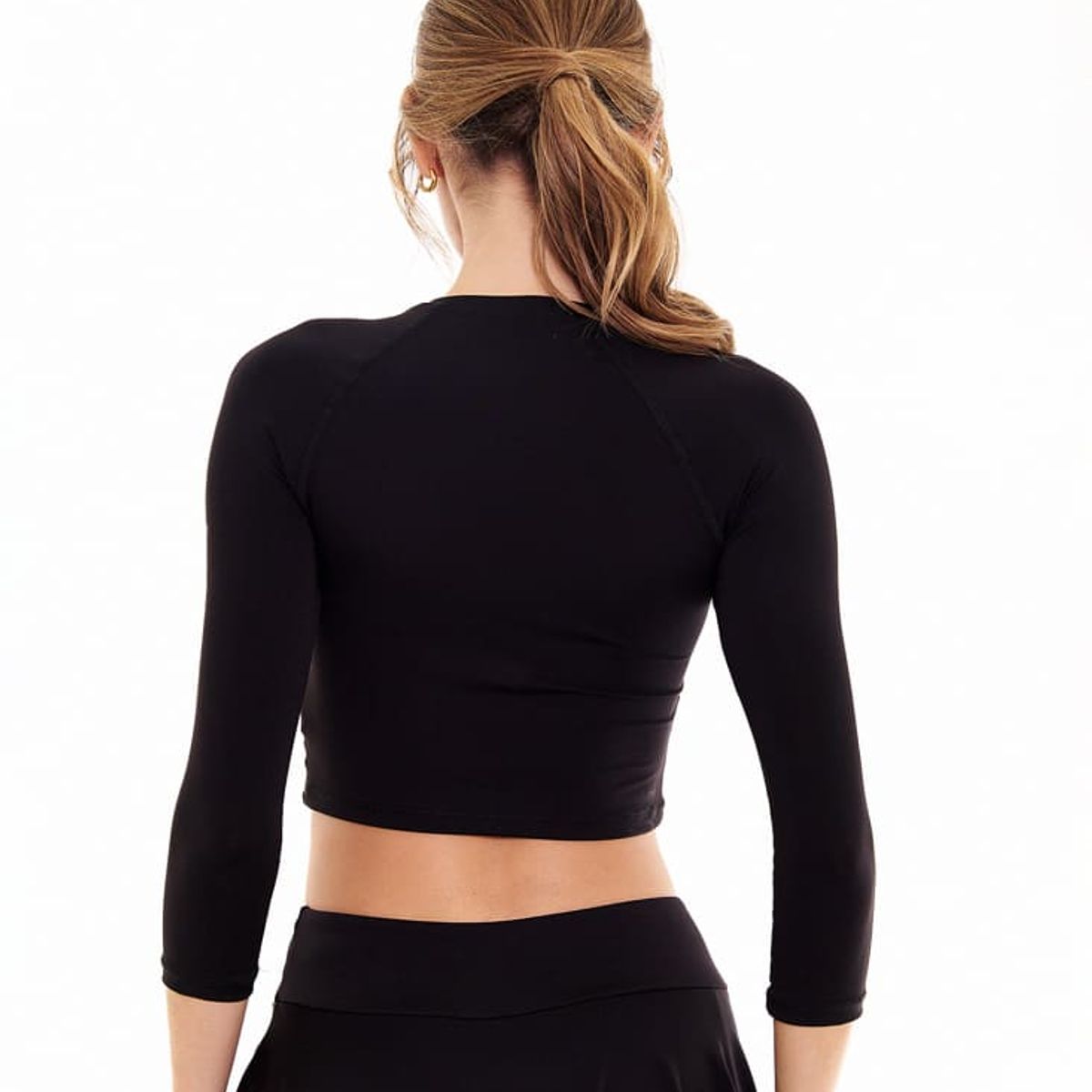 BELIFE - Camiseta Deporta Negra Manga Larga Para Mujer Belife