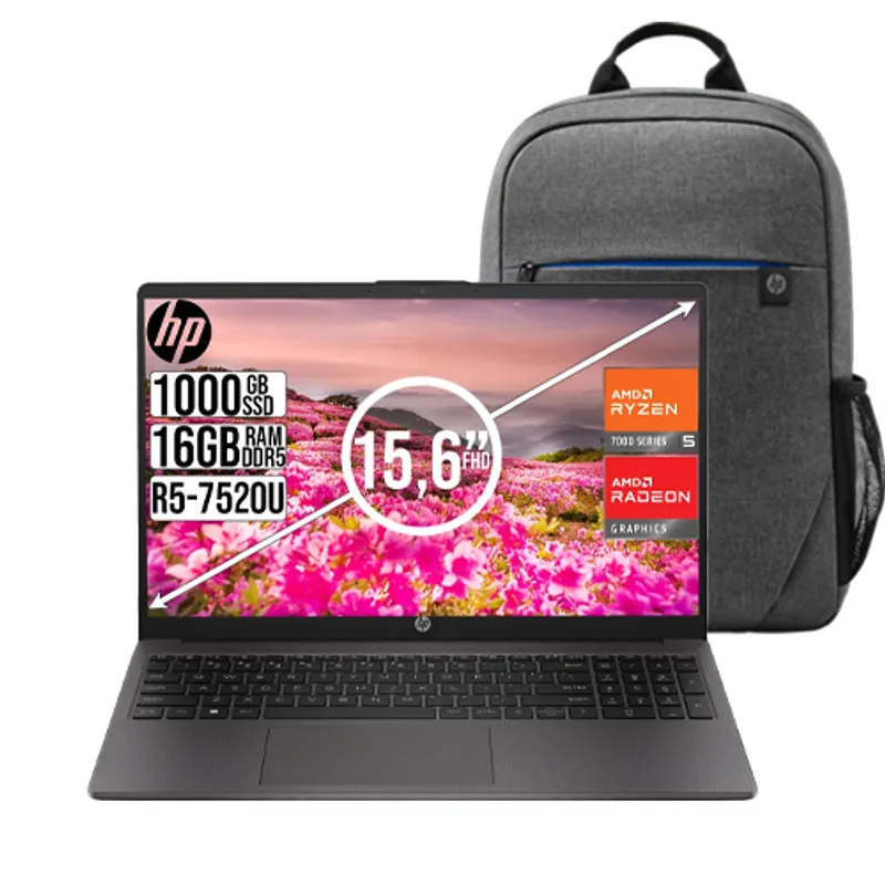 HP - Portátil HP 255 G10 Ryzen 5 - 16GB RAM - 1TB SSD - 15.6" + Morral GRATIS