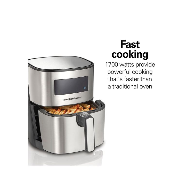HAMILTON BEACH - Freidora de aire digital de 5.5 litros con canasta antiadherente