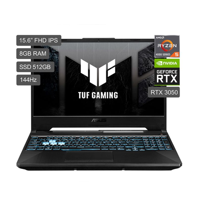 ASUS - Portátil Gamer ASUS TUF RYZEN 5 7535HS 8GB 512GB SSD M.2 RTX 3050 4GB PANTALLA 15,6" FHD 144HZ