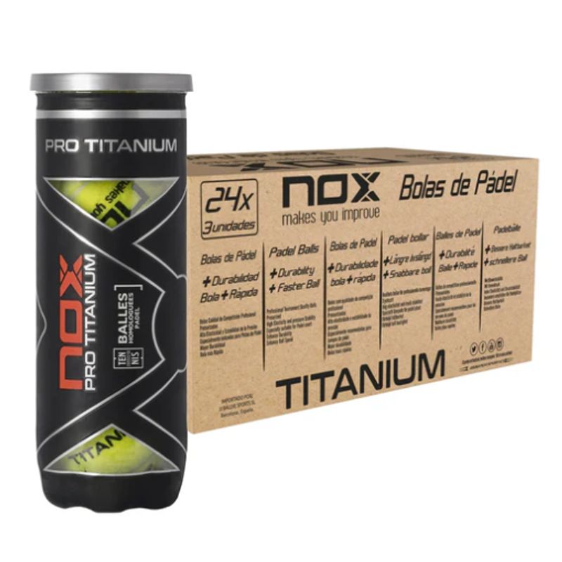 NOX - Cajón 24 botes de 3 pelotas de pádel PRO TITANIUM Bolas