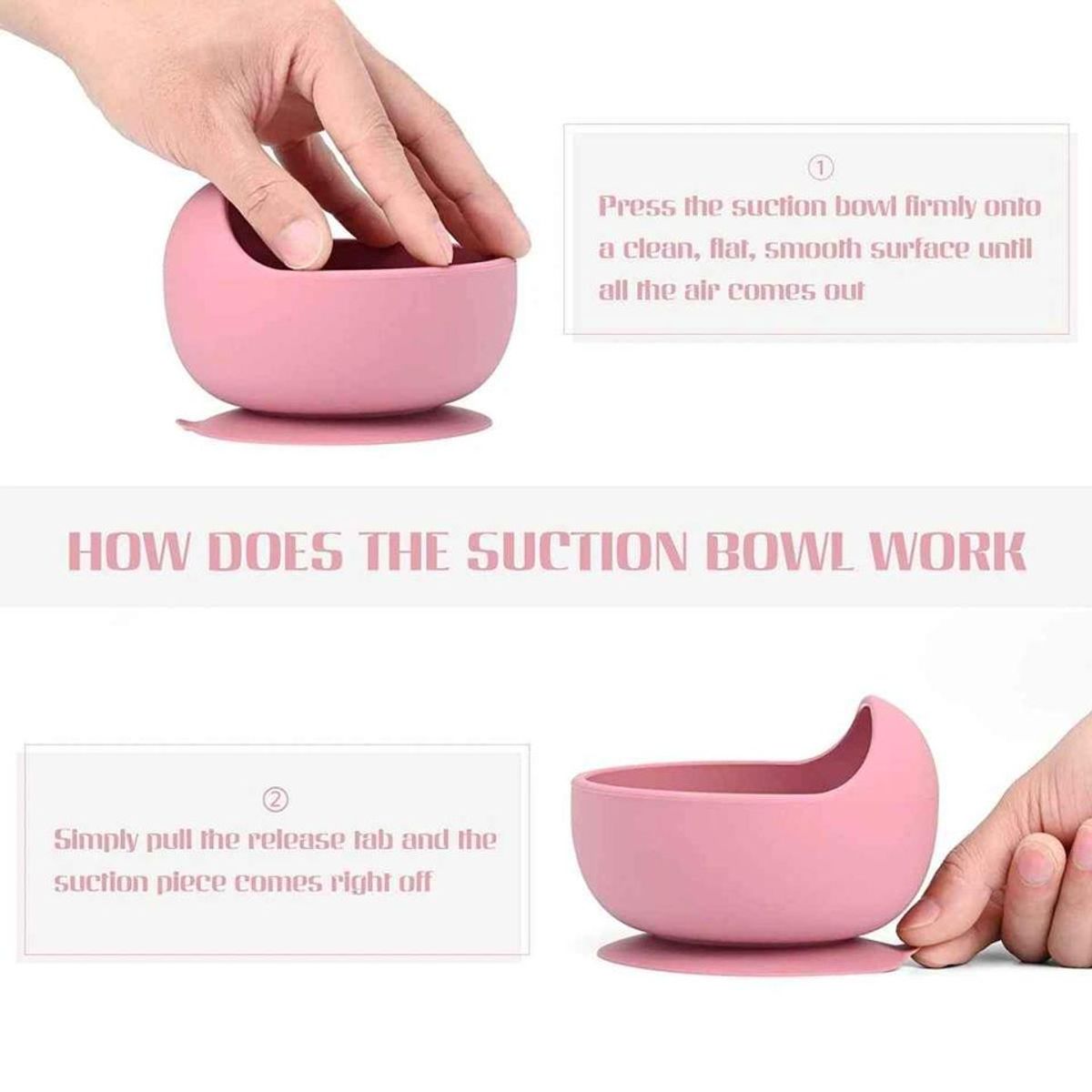 GENERICO - Vajillas para bebe BPA FREE silicona rosa cuchara