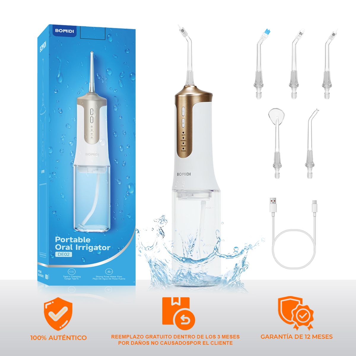 GENERICO - Irrigador Bucal Portátil Limpiador Dental Con Chorro De Agua Alta Presión Para Dientes Bomidi
