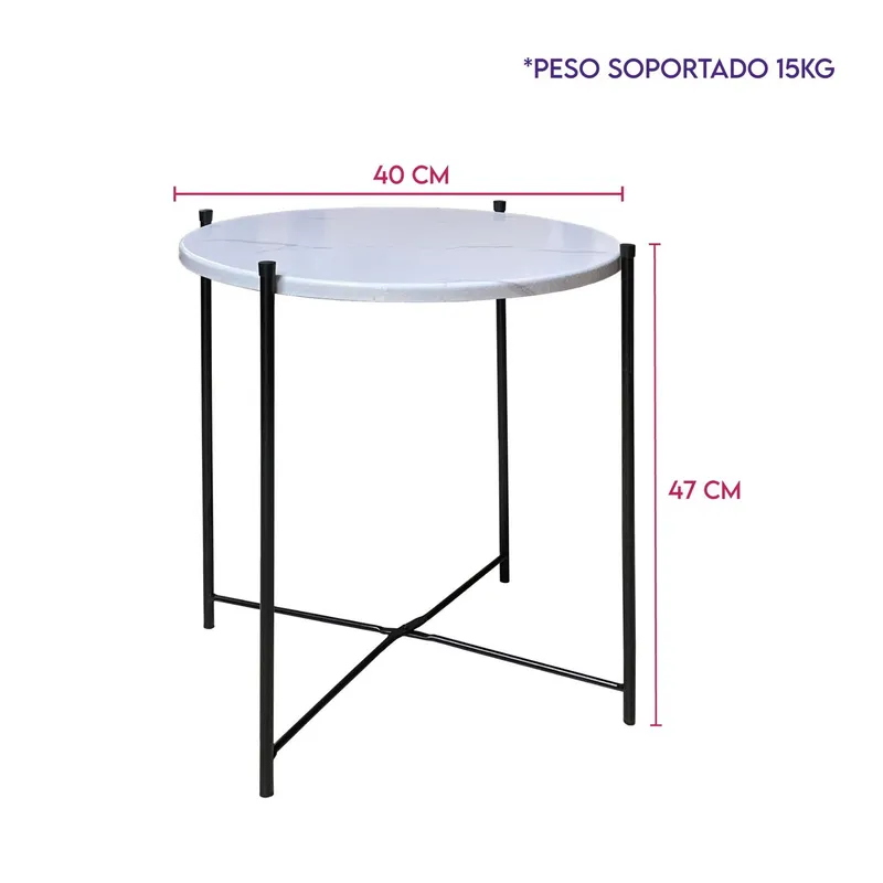DIMATEX LEON - Mesa Auxiliar Sala Decorativa Circular Moderna Refportela