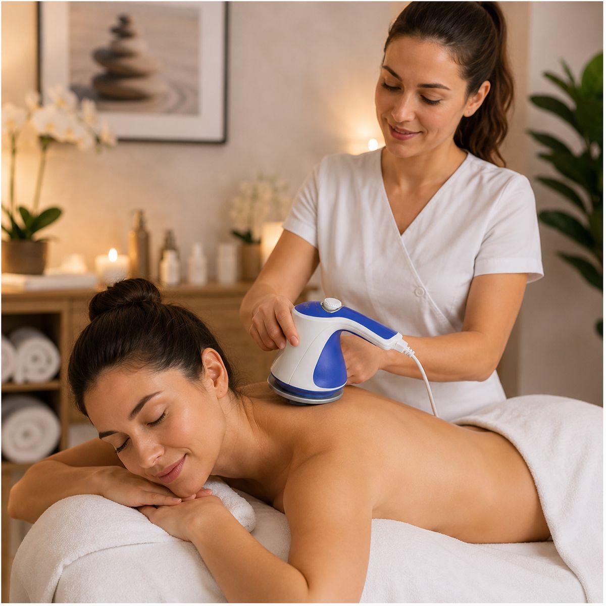 ONE PIXEL - Masajeador Eléctrico Corporal Relax & Tone Cabezales Azul