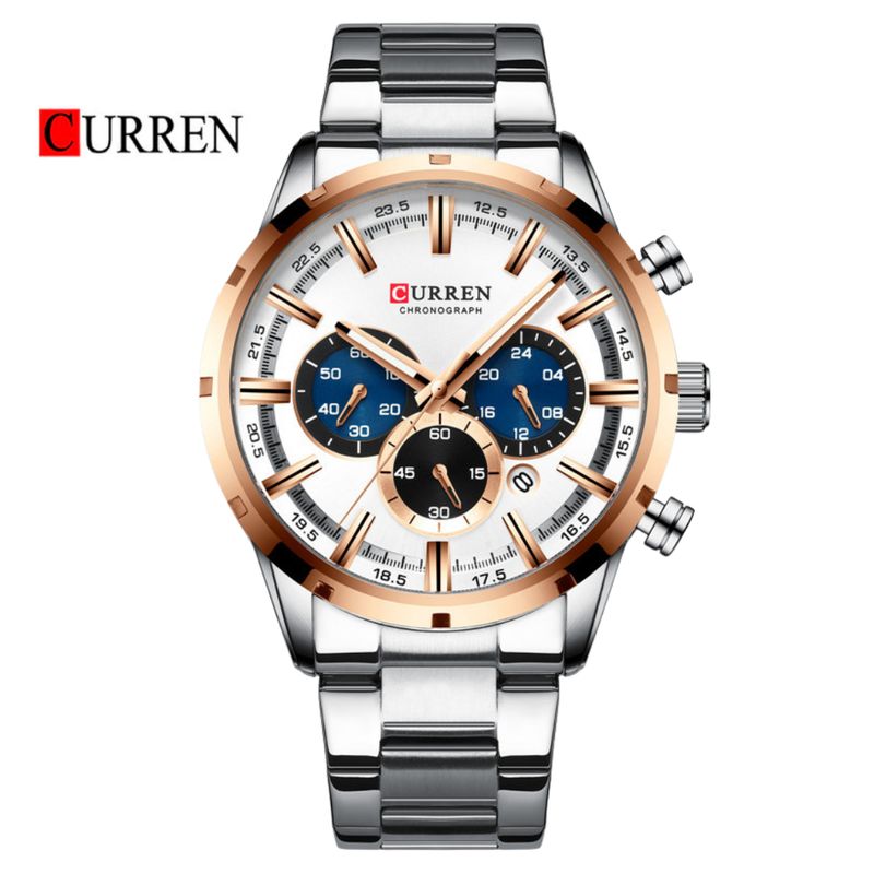 CURREN - Reloj CURREN 8355 Cronógrafo Para Hombre Punteros Dorados