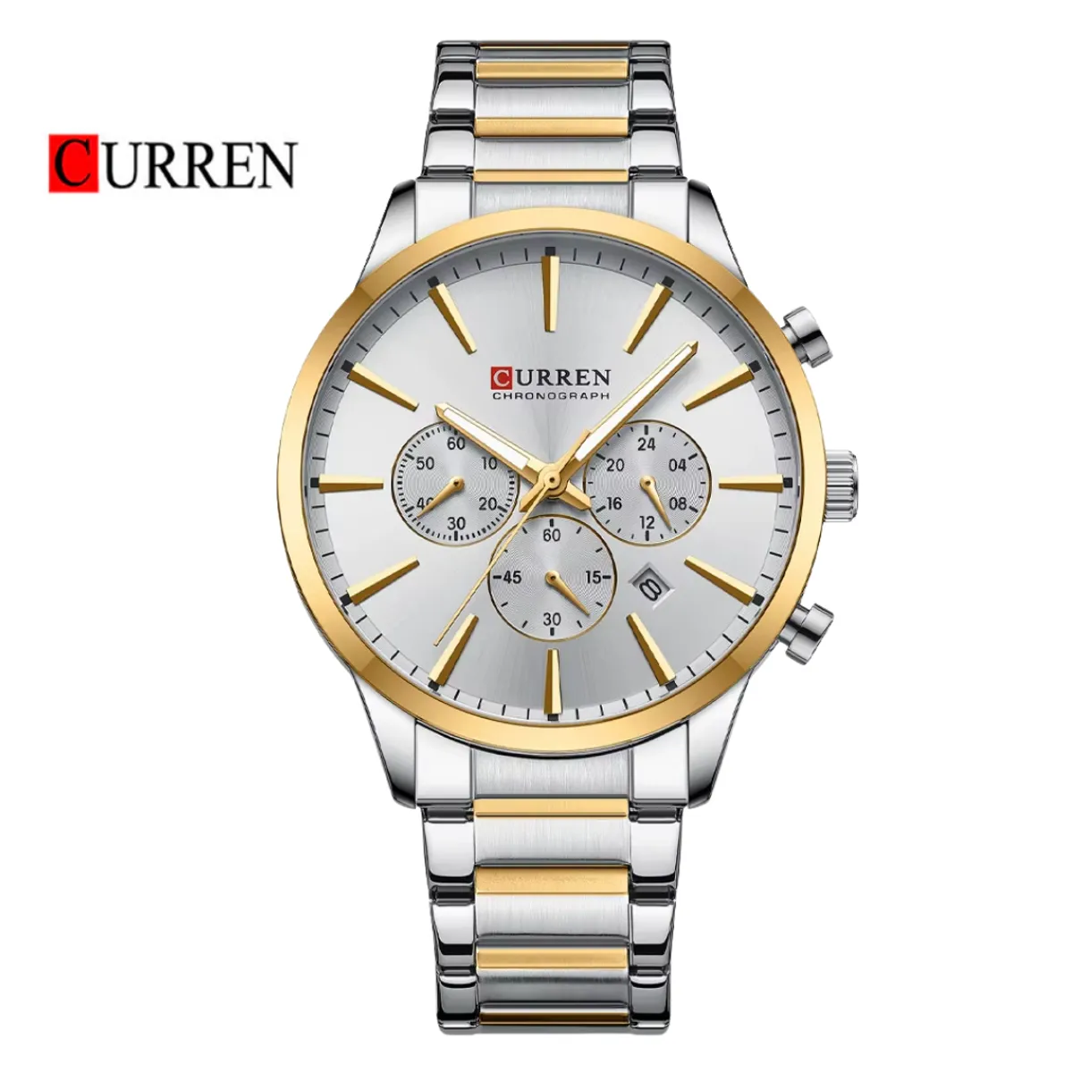 CURREN - Reloj CURREN Cronógrafo 8435 Para Hombre Plateado Bicolor