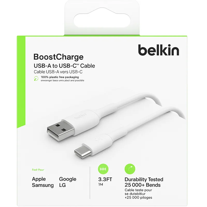 BELKIN - Cable de carga Belkin USB a C 1M Blanco