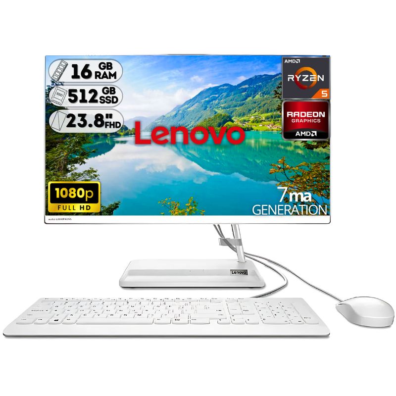 LENOVO - TODO EN UNO LENOVO AIO 3 AMD RYZEN 5-7430U SSD 512GB RAM 16GB LED 24" FHD