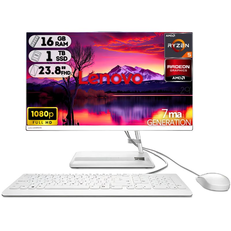 LENOVO - TODO EN UNO LENOVO AIO 3 AMD RYZEN 5-7430U SSD 1TB RAM 16GB LED 24" FHD