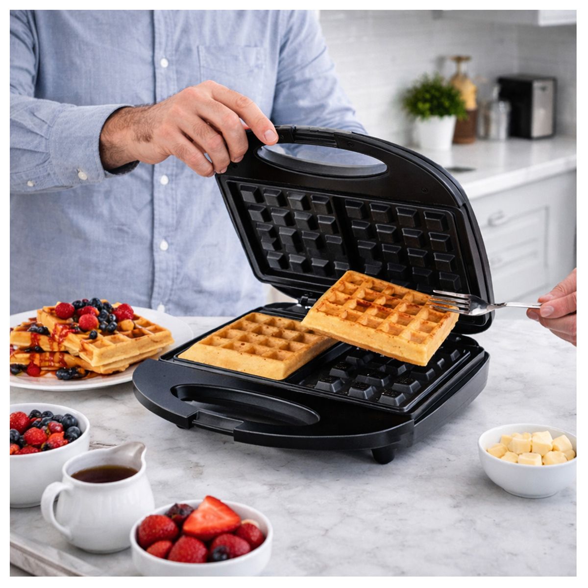 ONE PIXEL - Maquina Waflera Dos Porciones Sokany Antiadherente Wafles