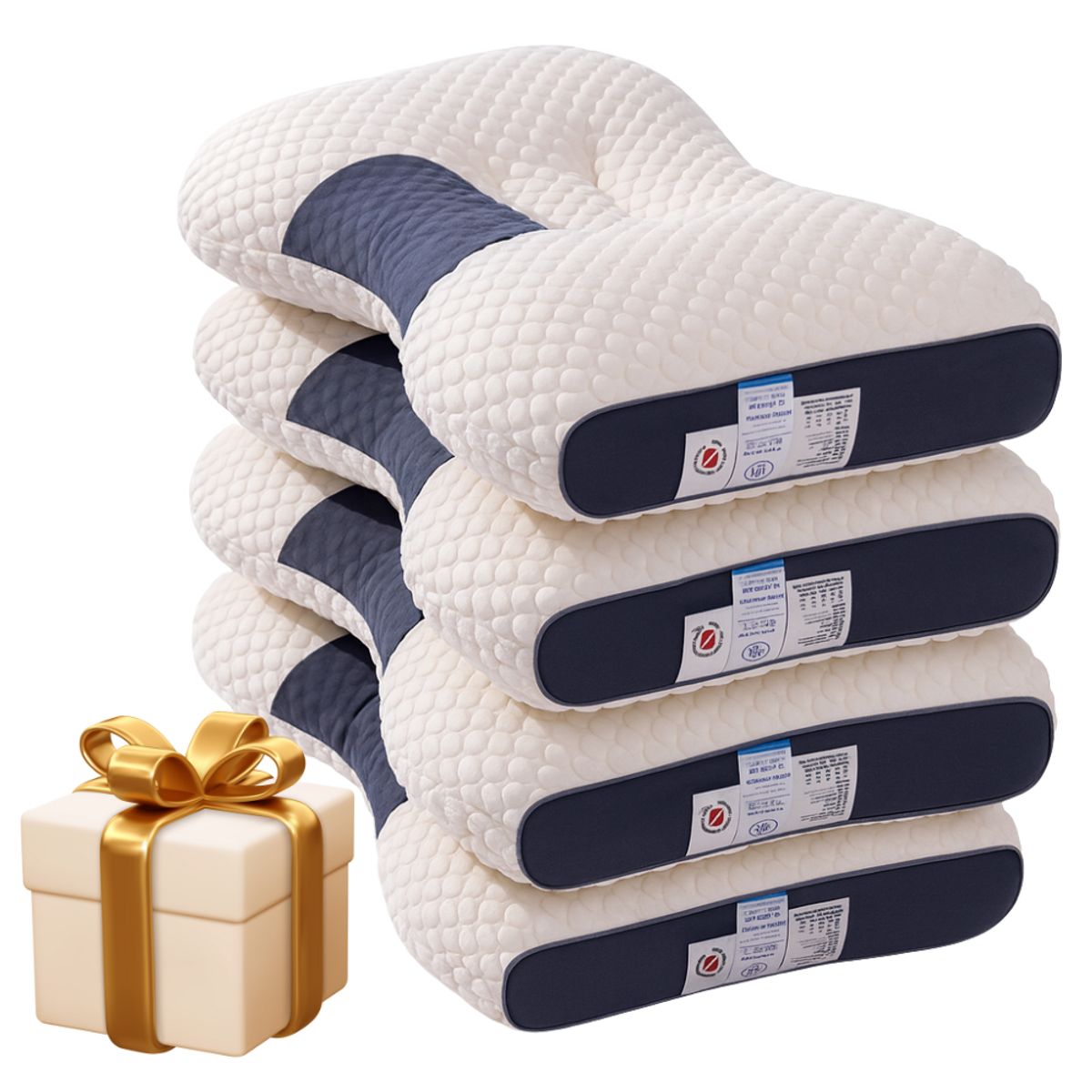 TECNOHOGAR JS - Almohada Ortopédica Cojin Cervical Descanso Pack 4 + Regalo