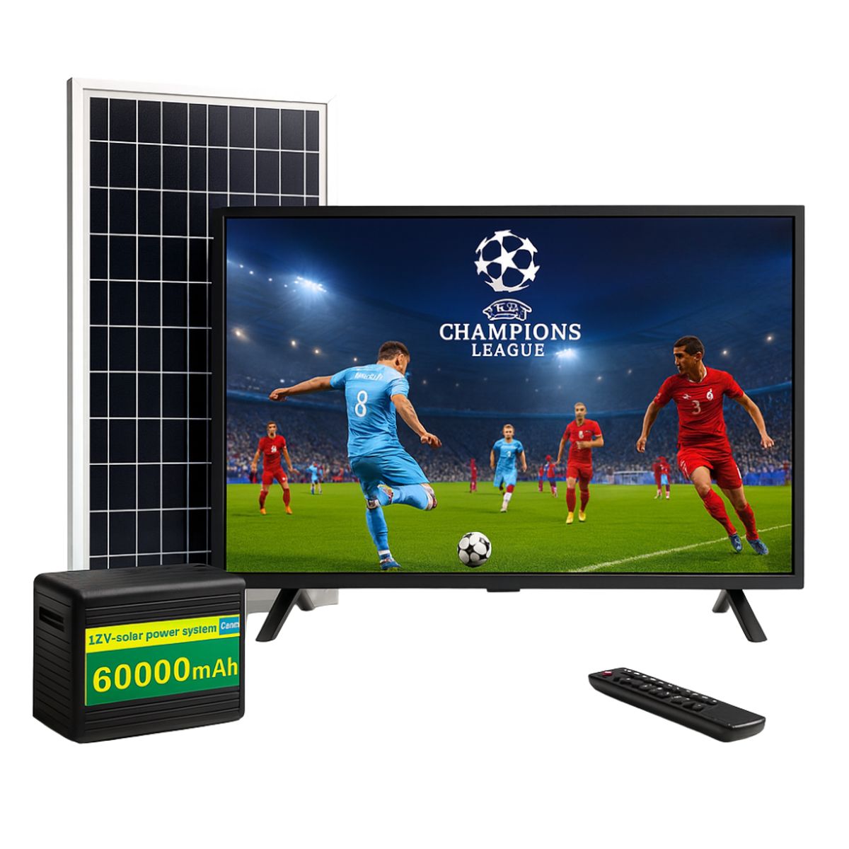 TECNOHOGAR JS - Televisor 32 Pulgadas Solar Batería 60000mah Control Remoto