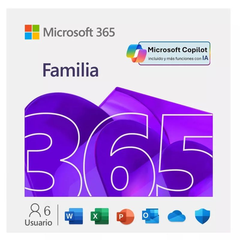 MICROSOFT - Microsoft Office 365 Familia 6 Usuarios 15 meses Onedrive Word Excel