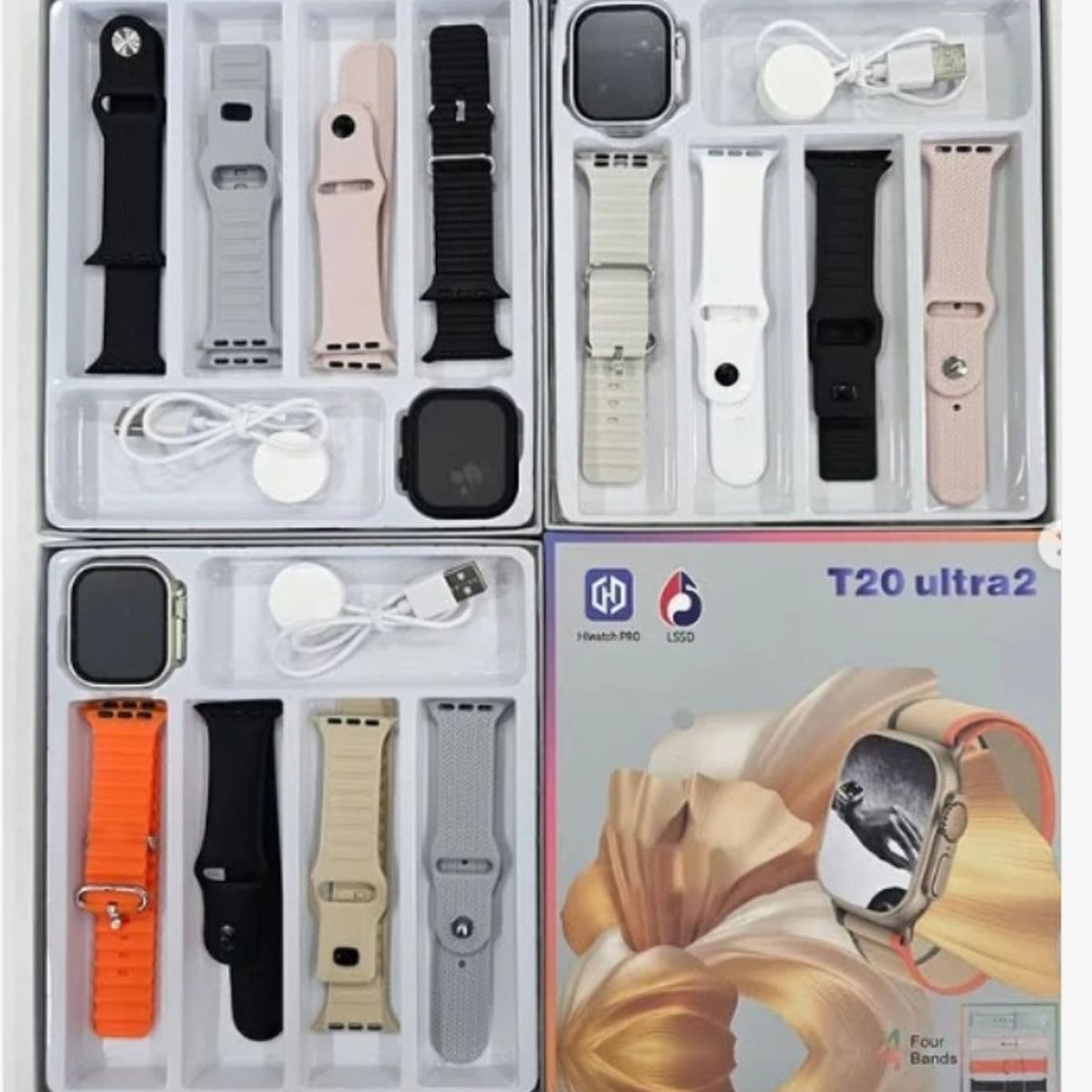 GENERICO - Smartwatch T20 Bluetooth Wifi Gps Carga Inalámbrica con 4 Correas Inotek