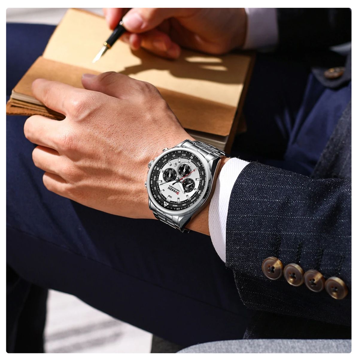 CURREN - Reloj CURREN 8399 Cronógrafo Para Hombre - Plateado