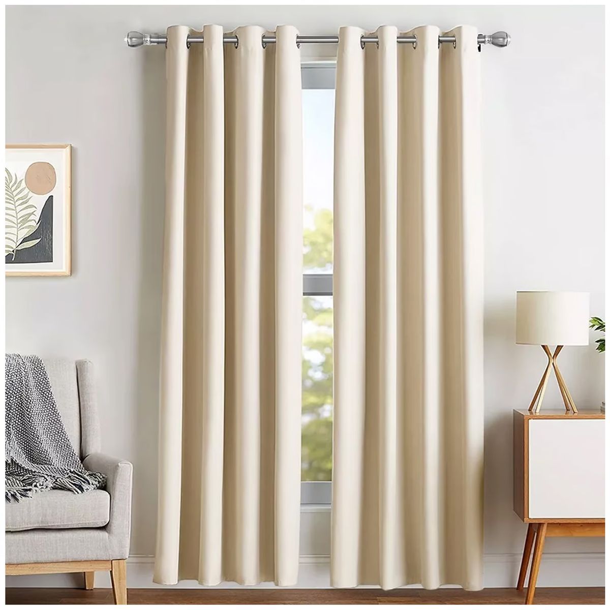 ONE PIXEL - Combo Cortinas Blackout Anti Luz 2 Paños 140x225 100% Oscura - Beige