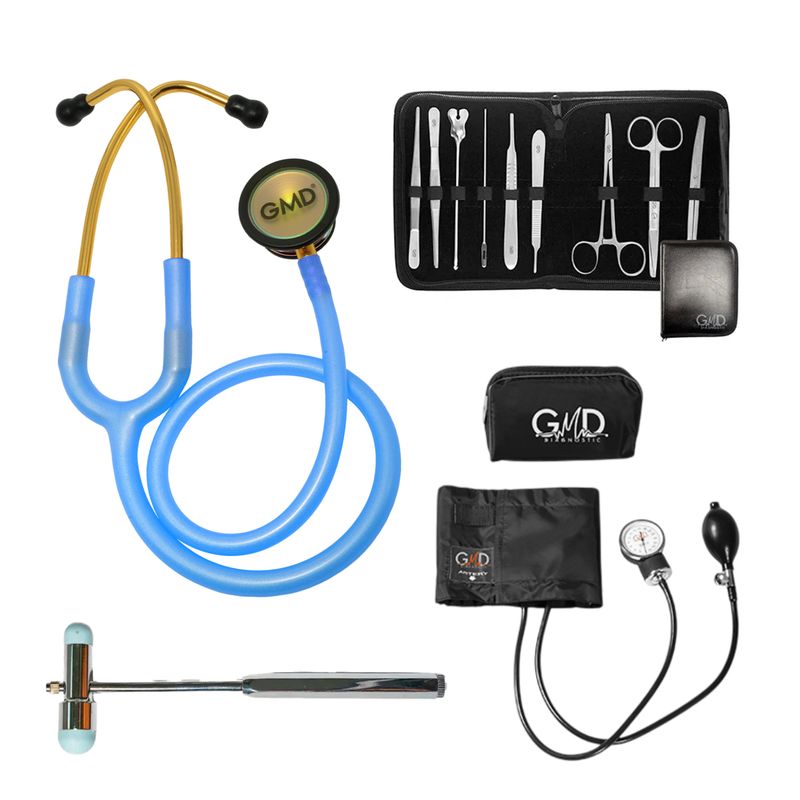 GMD - Fonendoscopio Ois 300 Azul + Martillo + Kit de Disección + Tensiometro