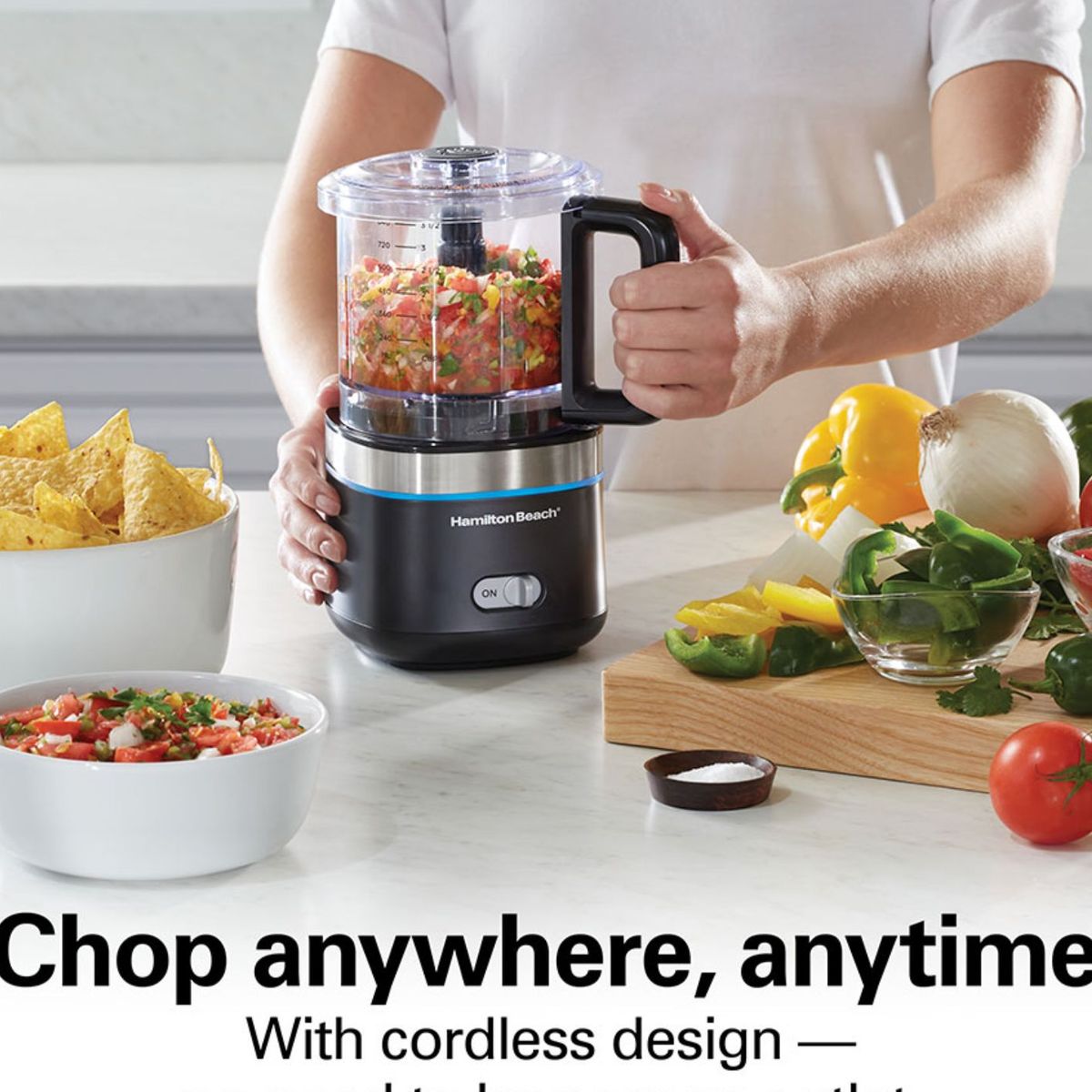 HAMILTON BEACH - Picadora de alimentos inalámbrica