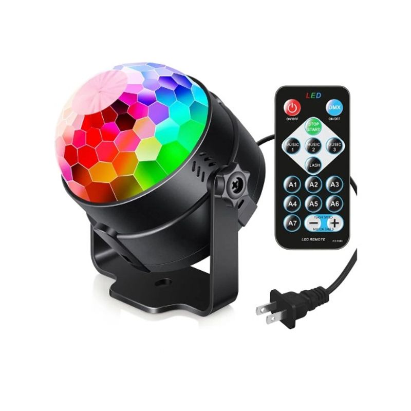 GENERICO - Bola Disco Luz Ritmica Remoto 7 Modos Luces DS-113