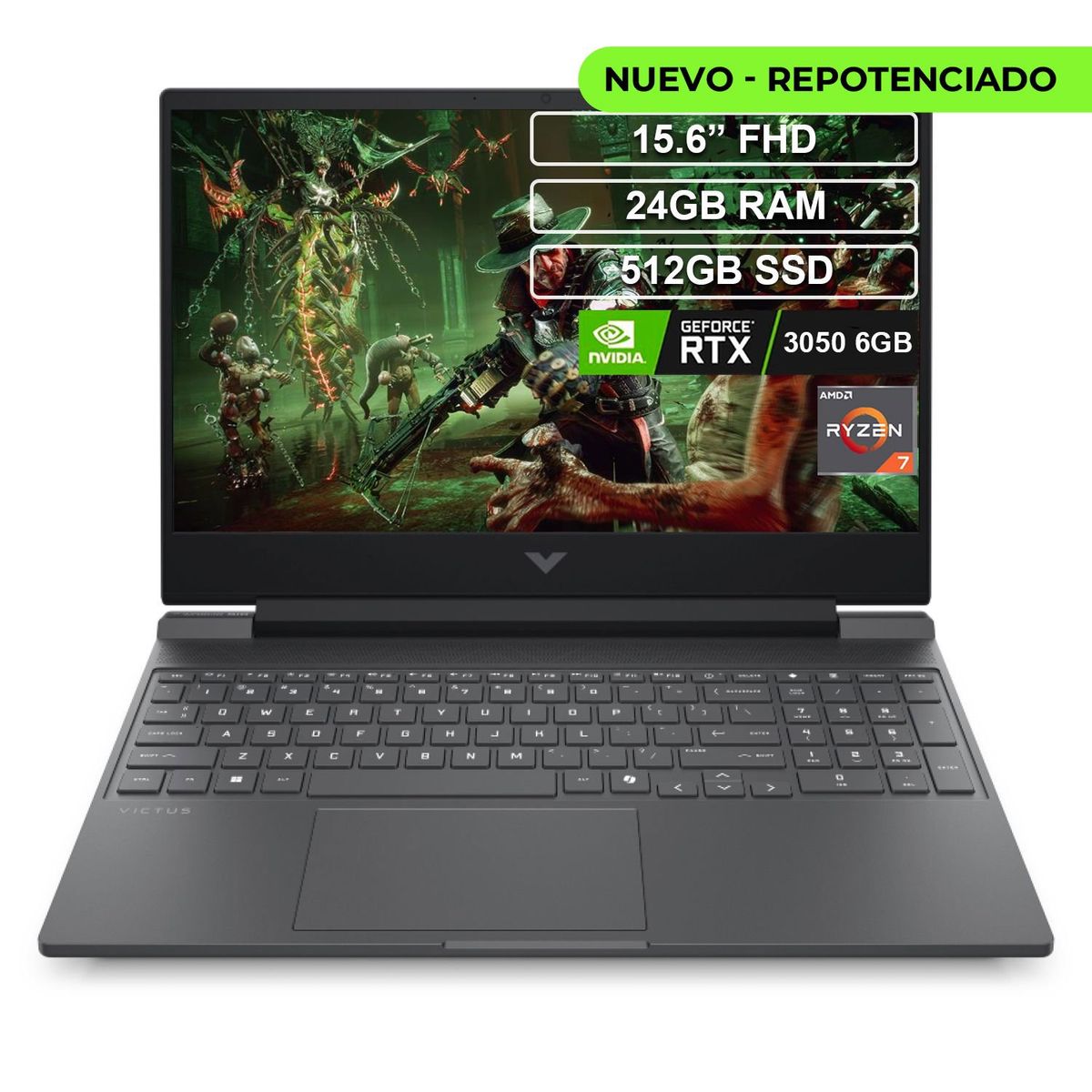 HP - Portatil HP Victus Gaming Ryzen 7 7445HS 24GB 512GB RTX 3050