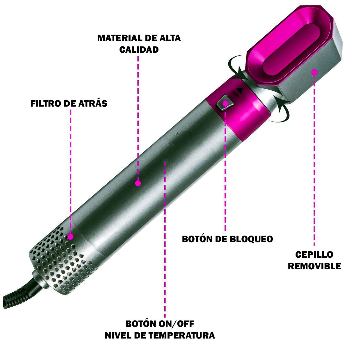 ONE PIXEL - Cepillo Secador 5 En 1 Electrico Intercambiable Estilizador