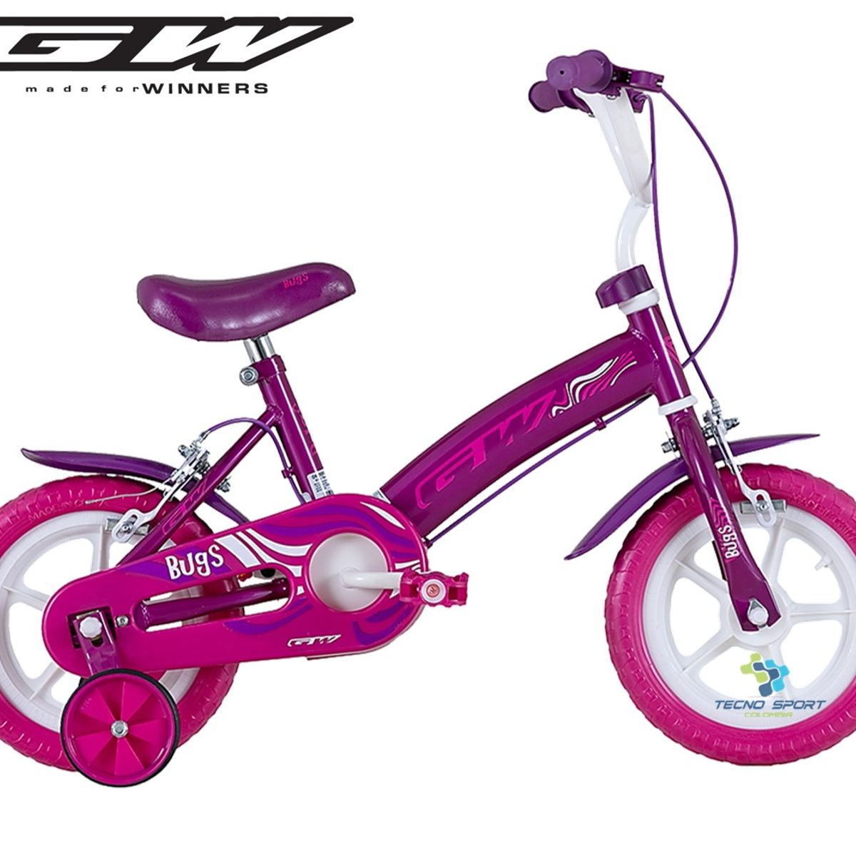 GW - Bicicleta Niño Niña Rin 12 Con Ruedas Auxiliares