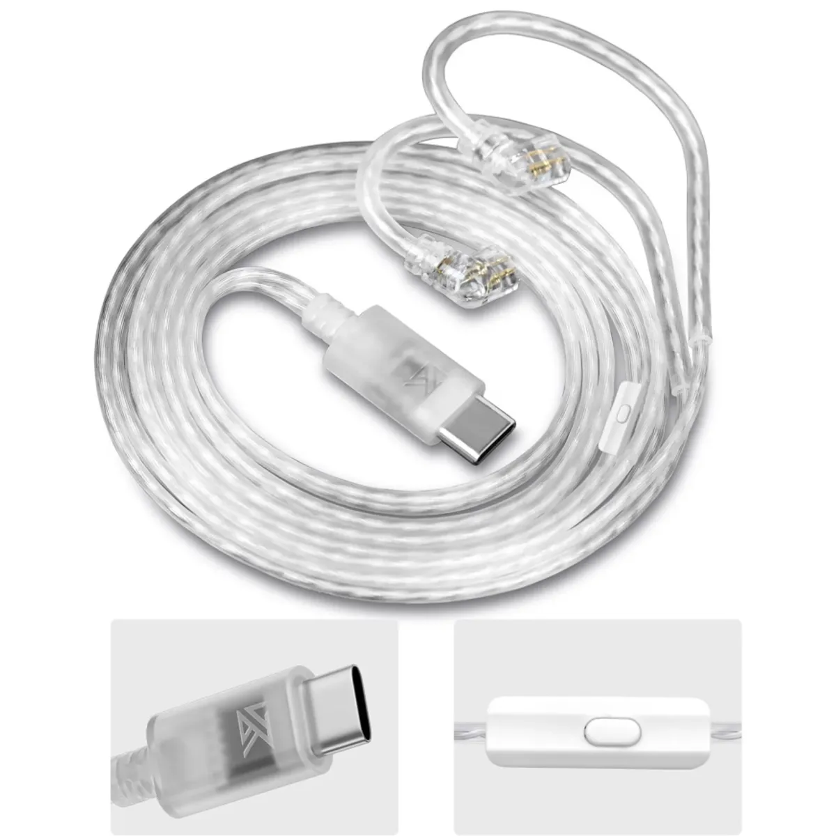 KZ - Cable pin C con salida tipo USB C con micrófono para audífonos KZ