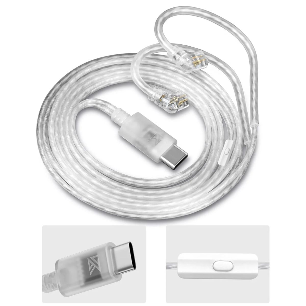 KZ - Cable pin C con salida tipo USB C con micrófono para audífonos KZ