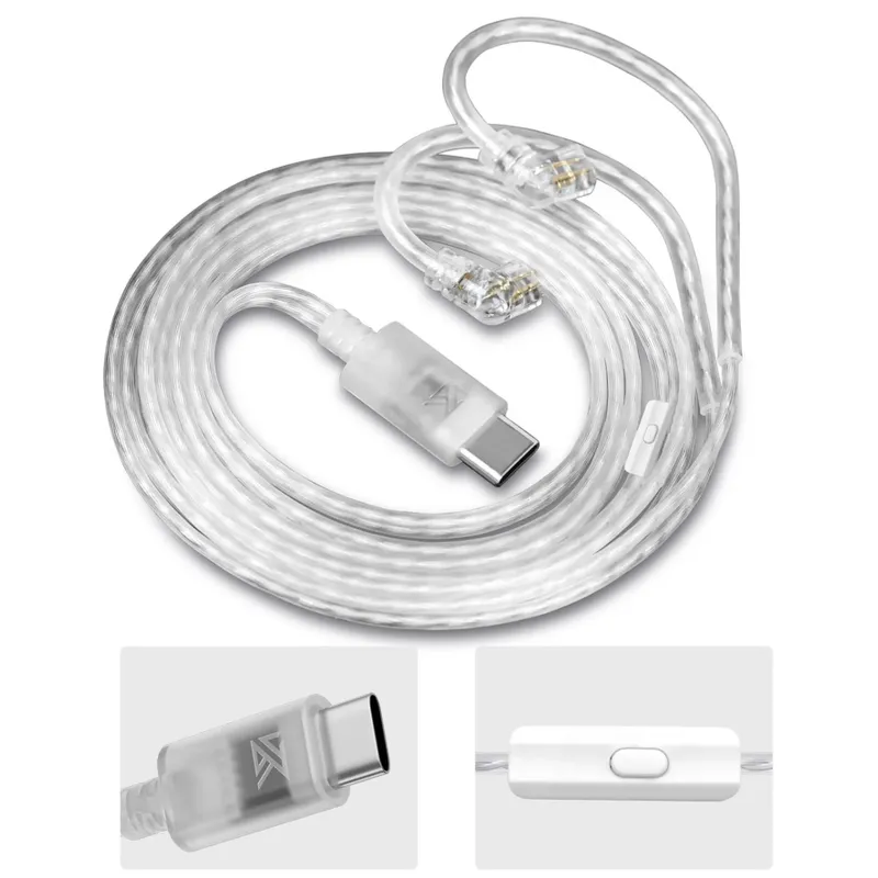 KZ - Cable pin C con salida tipo USB C con micrófono para audífonos KZ
