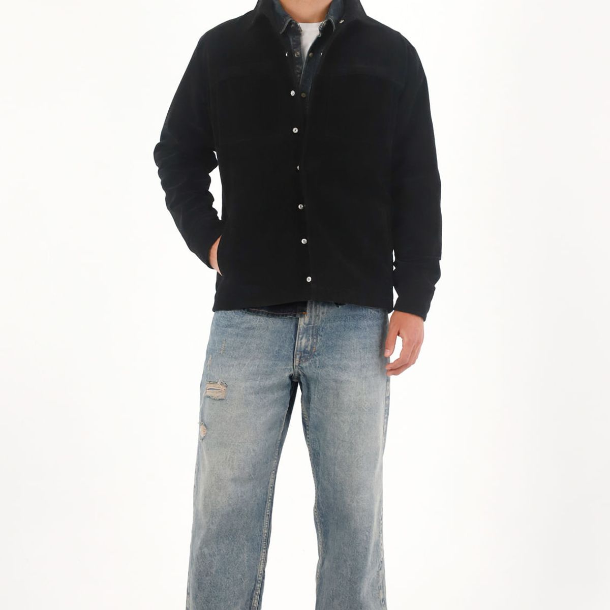 TENNIS - Chaqueta en gamuza sintética negra para hombre