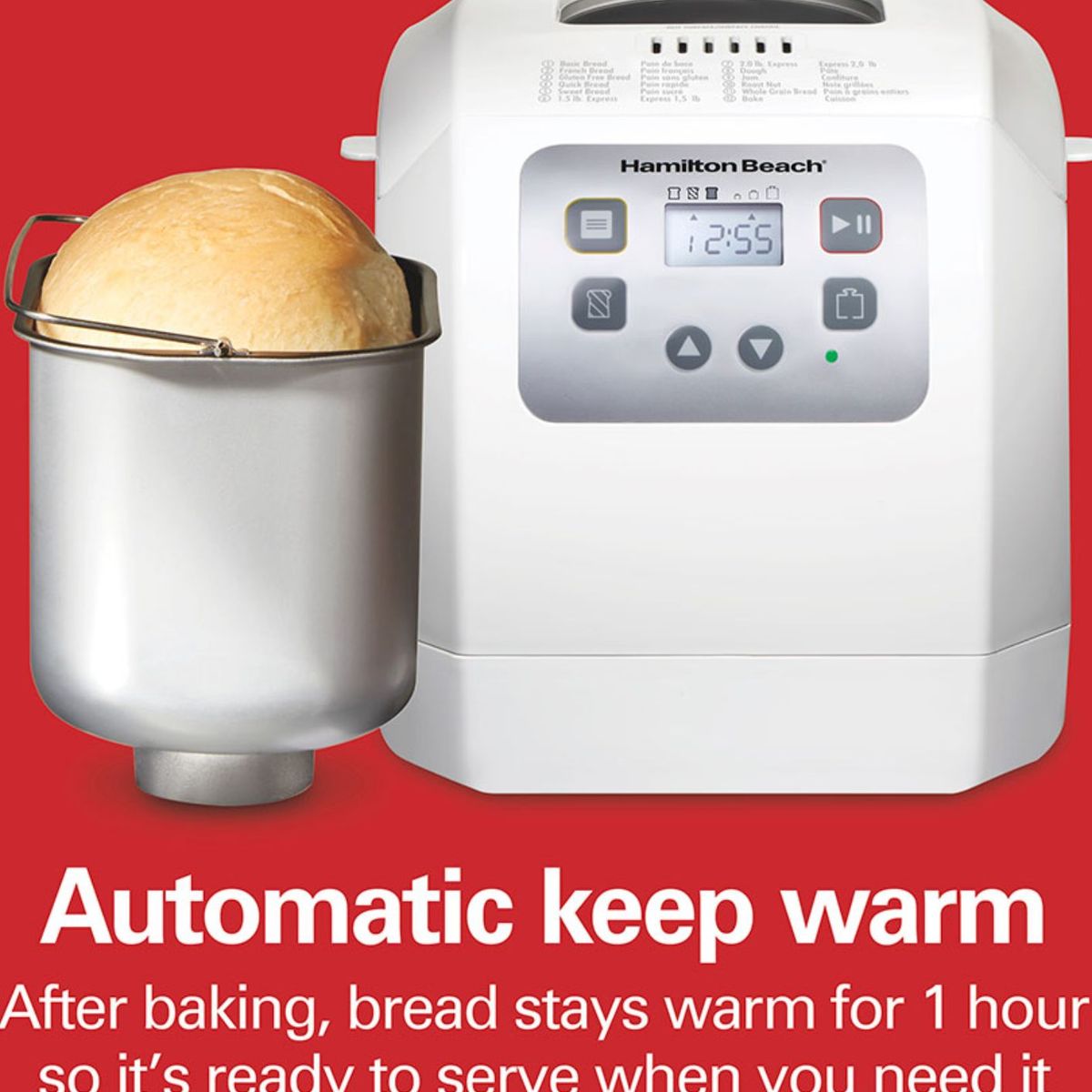 HAMILTON BEACH - Máquina para hacer pan de 2lb blanca